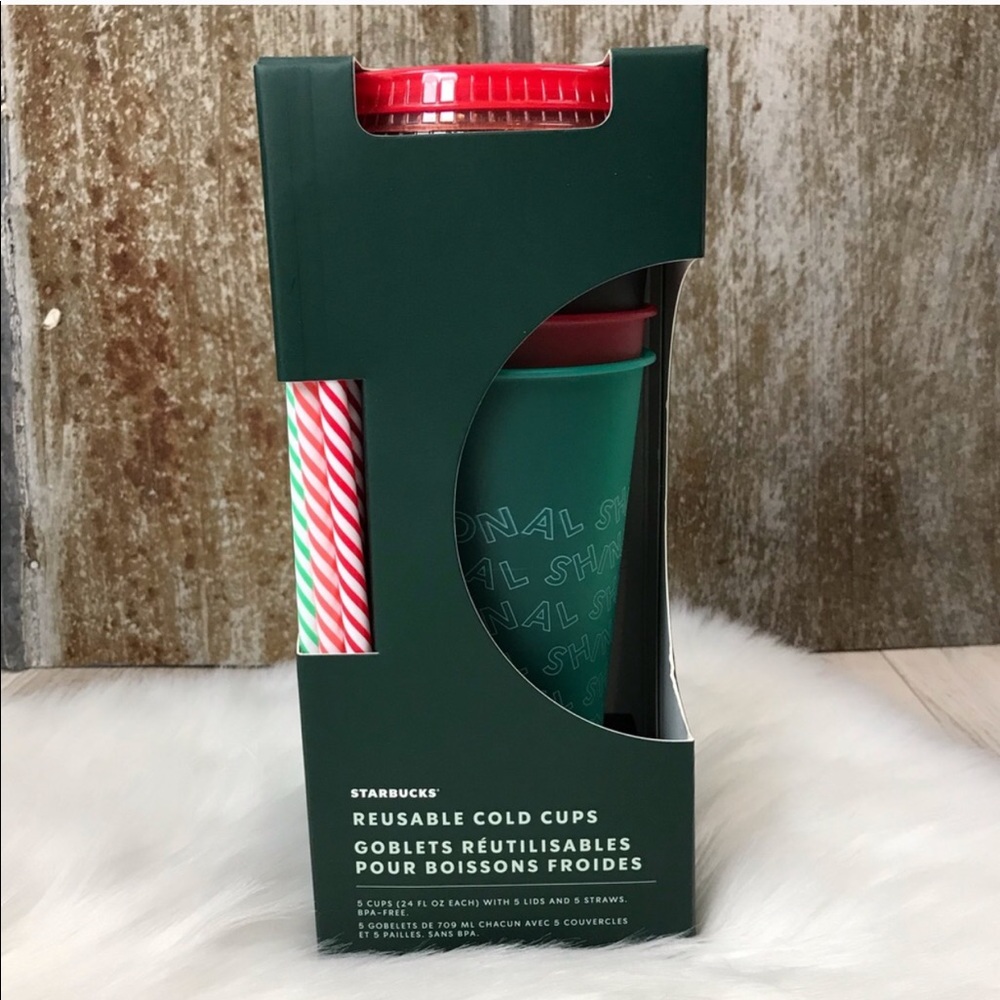STARBUCKS Holiday Reusable Cold Cups w/ Lid Straw